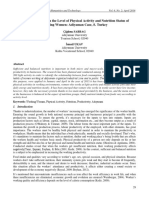 Relationship Between The Level of Physical Activity and Nutrition Status of Working Women: Adiyaman Case, S. Turkey