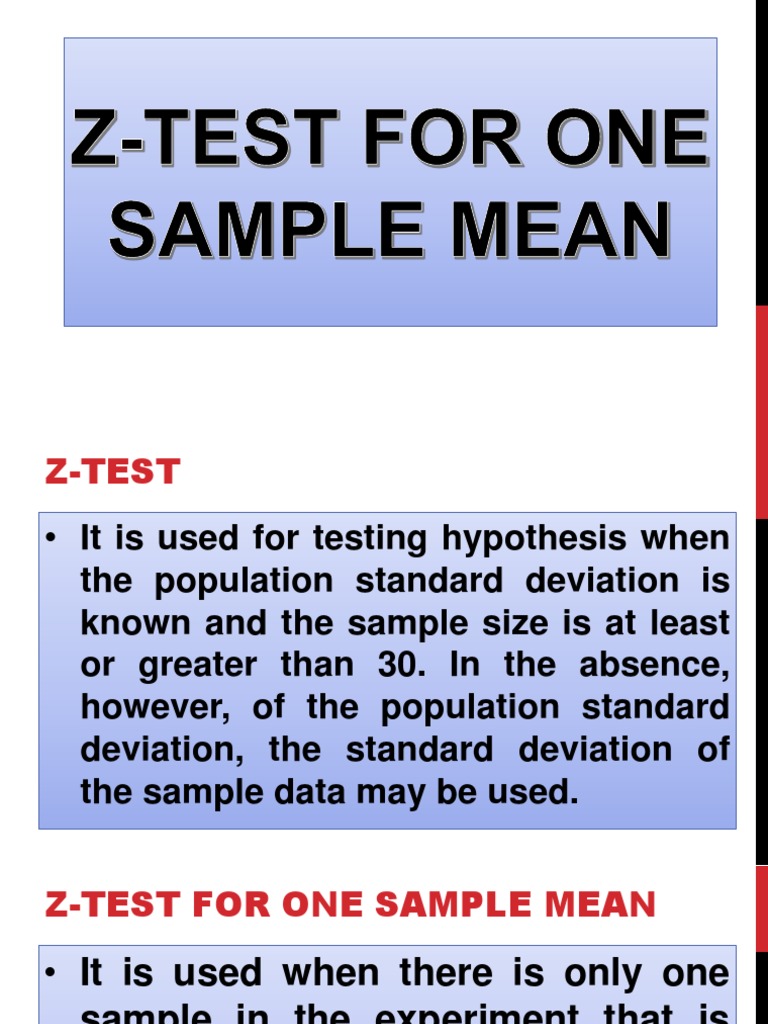 Z-Test and T-Test Overview | PDF | Statistical Hypothesis Testing ...