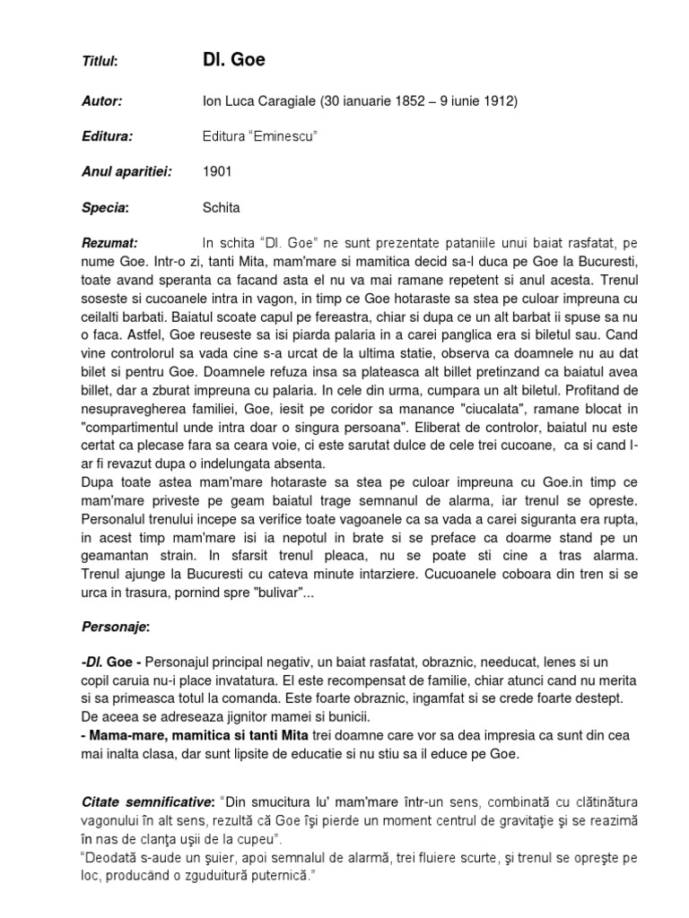 Fisa de Lectura DL Goe PDF | PDF