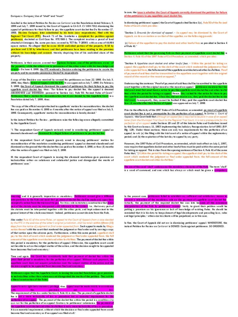 Docket Fee Compliance in Appeals | PDF | Complaint | Summary Judgment