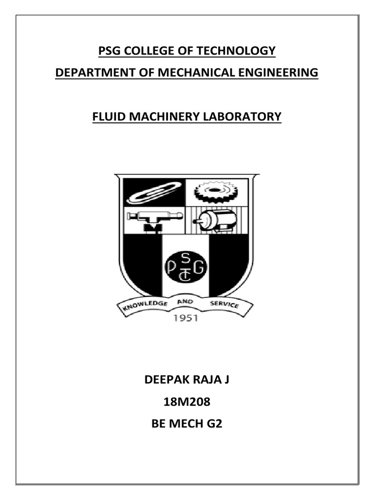 PSG College of Technology Department of Mechanical Engineering | PDF ...