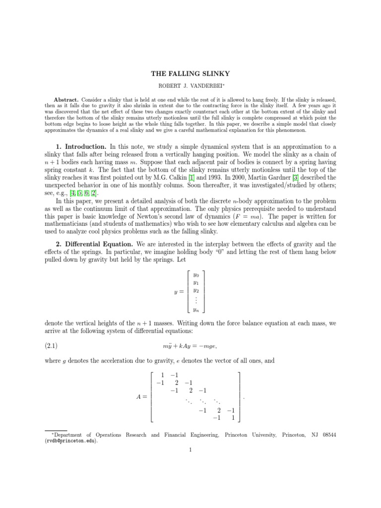 Faling Slinky PDF | PDF | Ordinary Differential Equation | Force