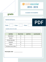 Examen Noviembre Sexto Grado 2018-2019