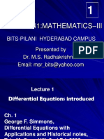 Math C241:Mathematics - Iii: Bits-Pilani Hyderabad Campus