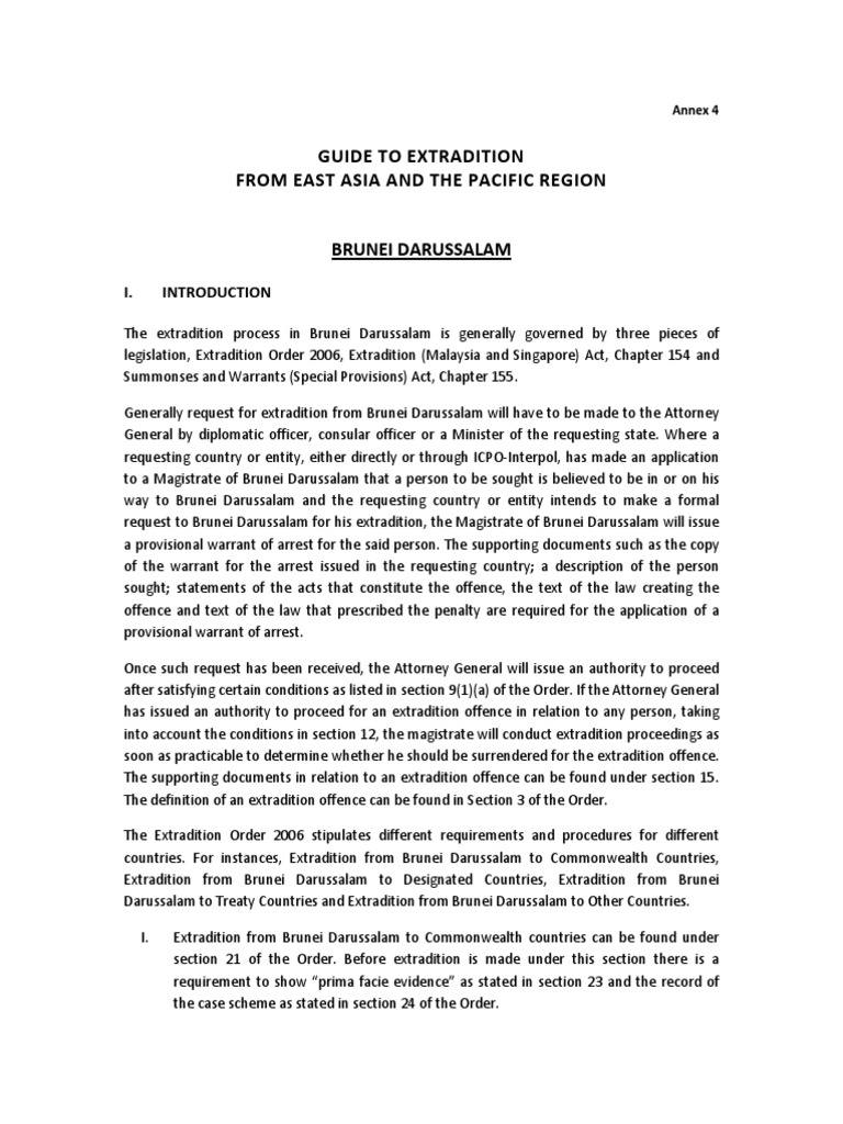 Extradition Process in Brunei Darussalam | PDF | Extradition | Summons