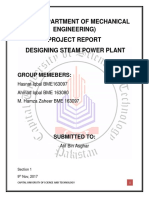 Cust (Department of Mechanical Engineering) Project Report Designing Steam Power Plant