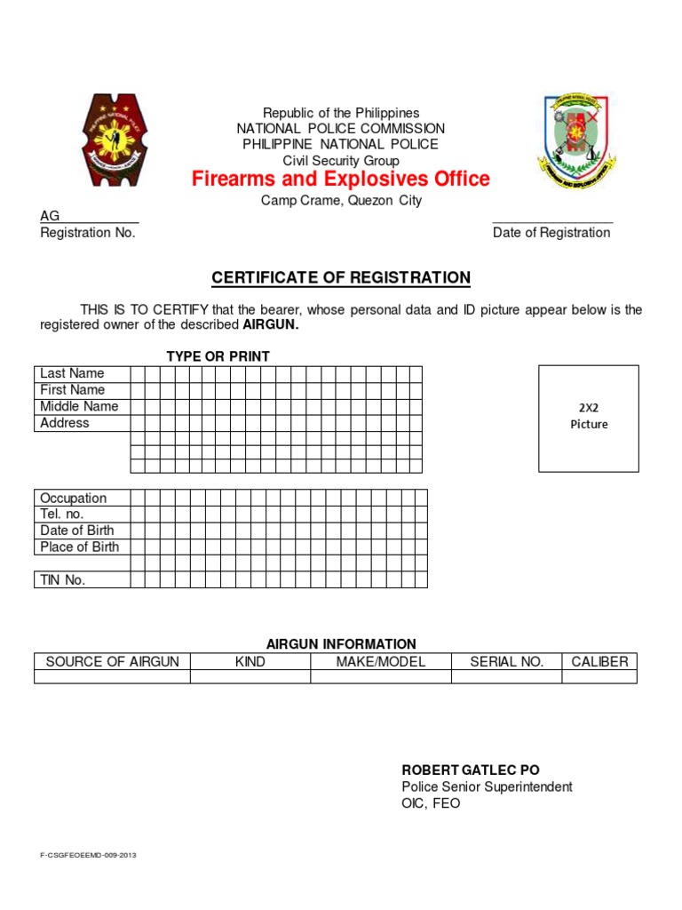 Airgun and Airsoft Registration Guide | PDF | Projectile Weapons | Firearms