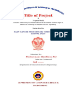 Title of Project: Rajiv Gandhi Proudyogiki Vishwavidyalaya Bhopal (M.P)