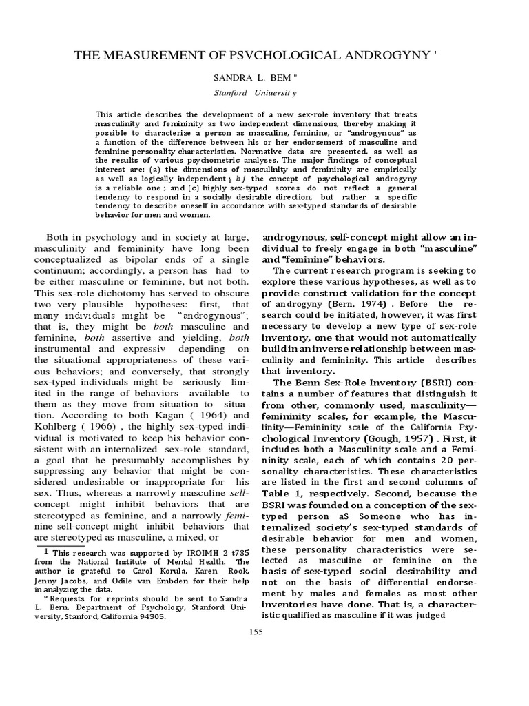 The Measurement of Psvchological Androgyny ': Stanford Uniuersit y ...