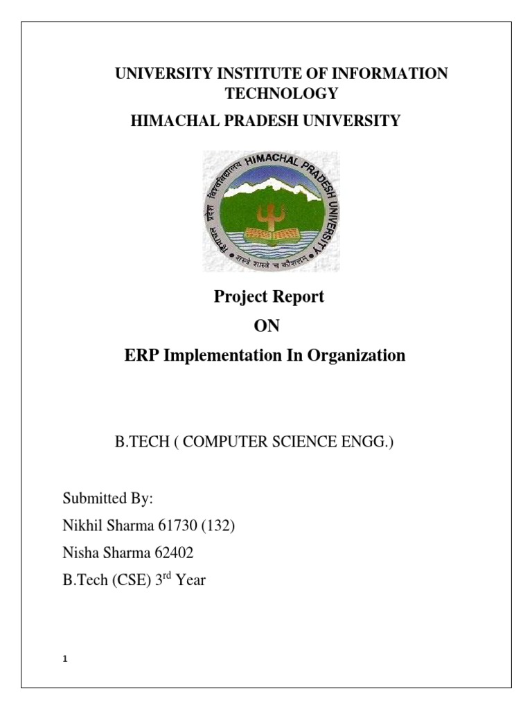 Project Report ON ERP Implementation in Organization | PDF | Enterprise ...
