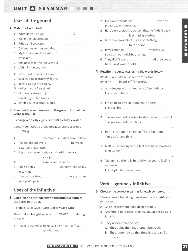 BACH 2 Unit 6 Grammar Gerund | PDF
