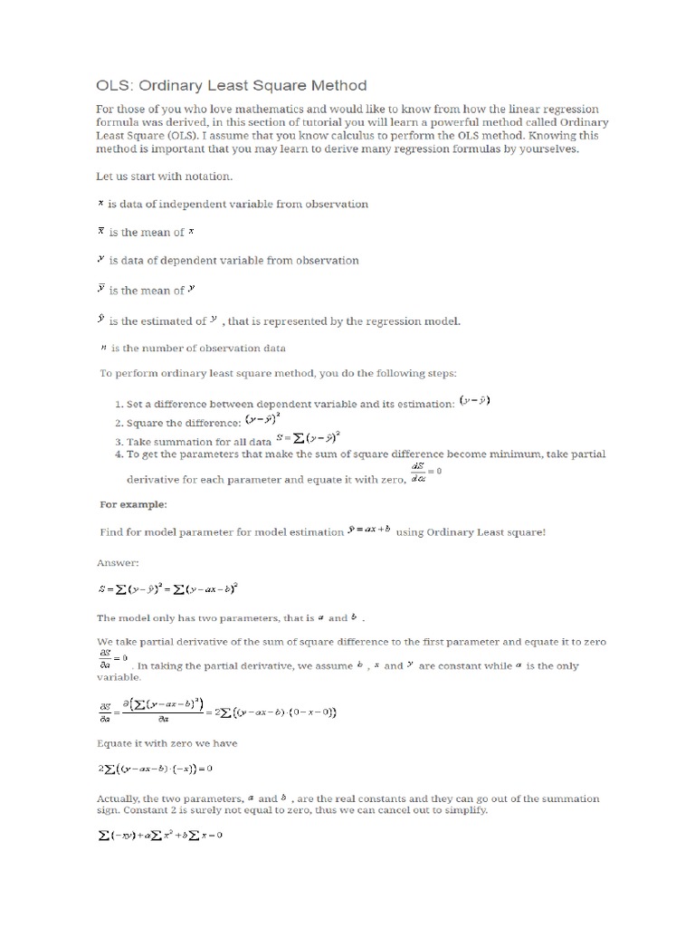 Explaining the Statistical Method of Ordinary Least Squares (OLS ...