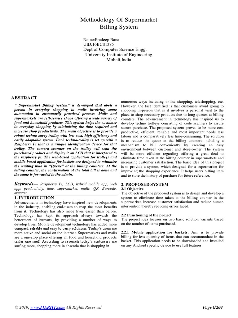 Methodology of Supermarket Billing System | PDF | Web Application ...