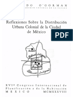 Reflexiones Sobre La Distribución Urbana Colonial de La Ciudad de México. Edmundo O'Gorman