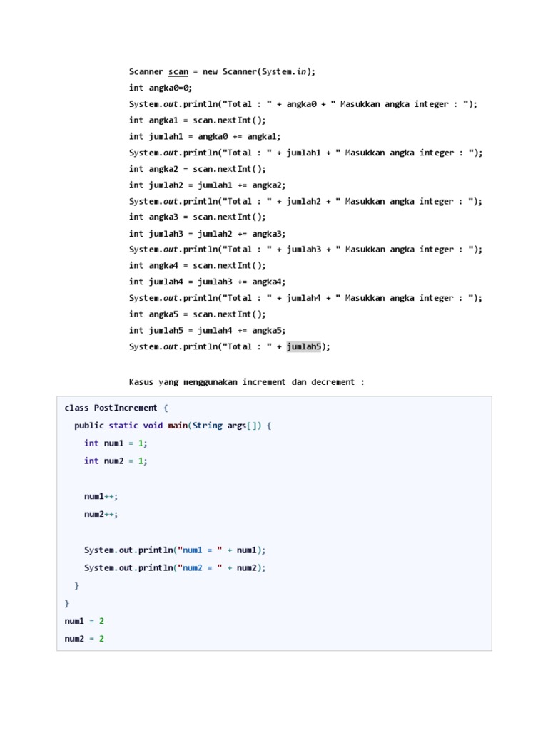 Java Increment and Input Demo | PDF | Computers