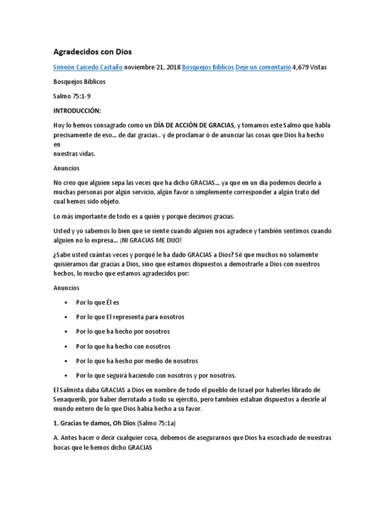 Acción de Gracias y Agradecimiento a Dios | PDF | Salmos | Dios