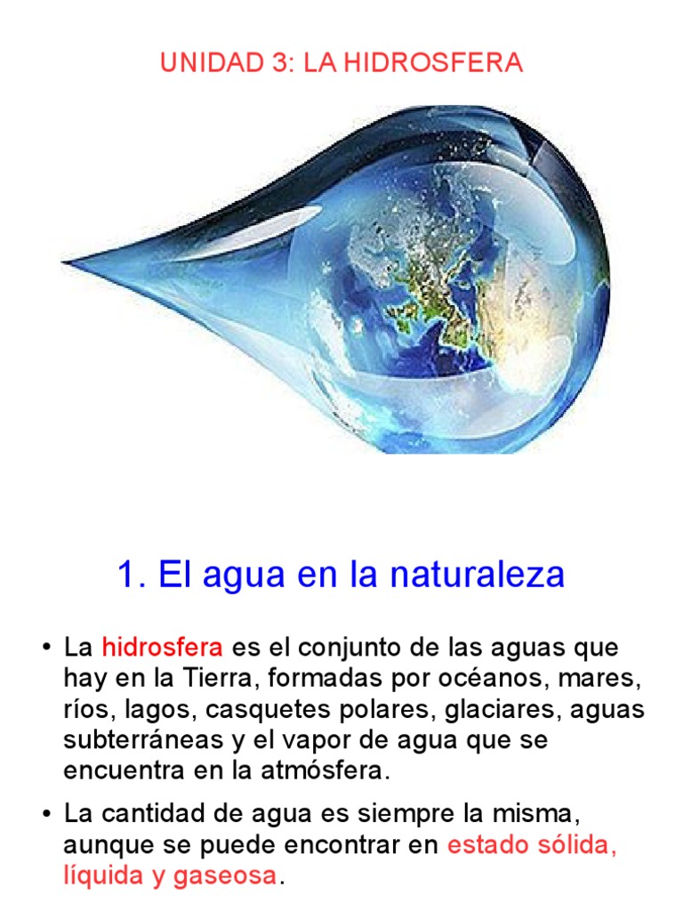 La Hidrosfera: Agua en la Tierra y su Ciclo | PDF | El ciclo del agua ...