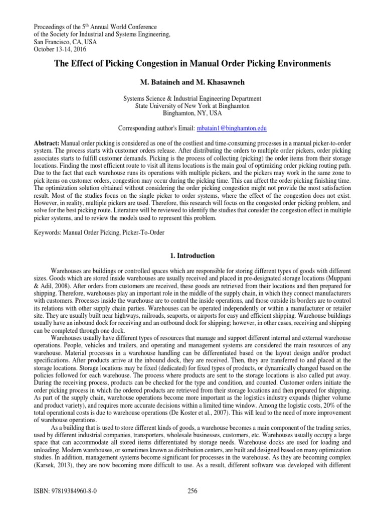 Optimizing Manual Order Picking Routes | PDF | Warehouse | Mathematical ...