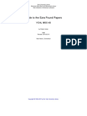 Guide To Ezra Pound Papers Manuscript