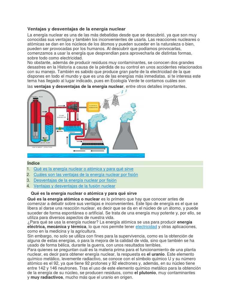 Ventajas y desventajas de la energía nuclear | PDF | La energía nuclear ...