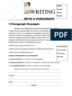 Writing: How To Write A Paragraph 1-Paragraph Example