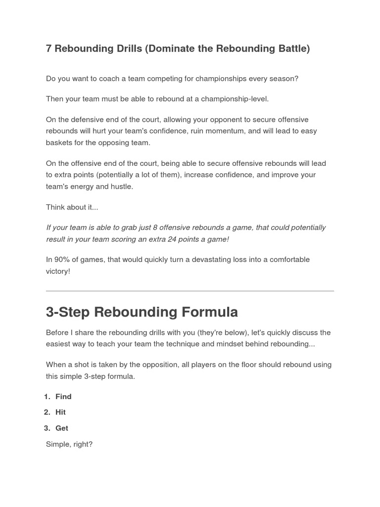 7 Rebounding Drills PDF Games Of Physical Skill Leisure