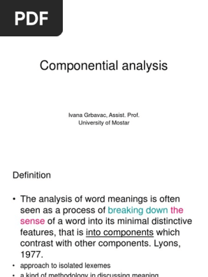 A Componential Analysis of Meaning