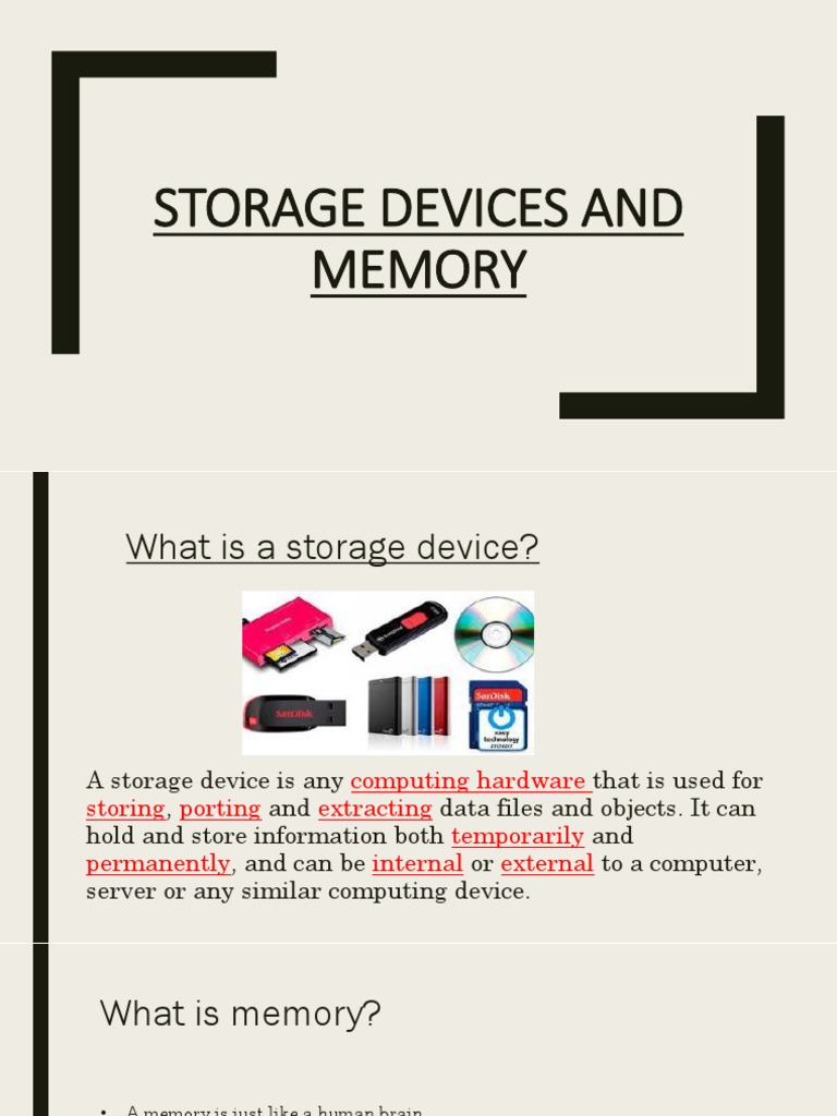 Understanding Memory and Storage Devices | PDF | Random Access Memory ...