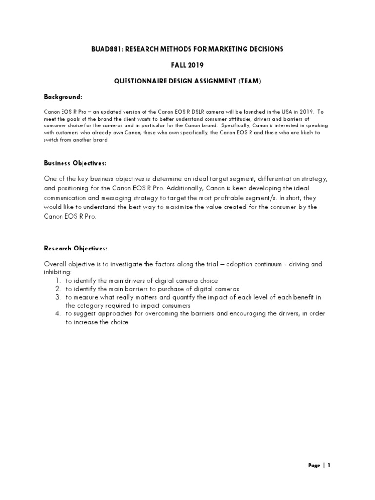 Canon EOS R Pro Questionnaire Design | PDF | Canon Inc. | Brand