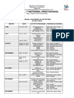 Marbel 7 National High School: Annual Calendar of Activities SY 2017-2018