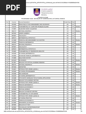 Study Plan Pdf Actuarial Science Mathematical Statistics