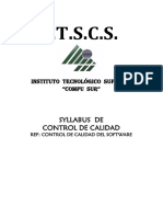 i.t.s.c.s. Instituto Tecnológico Superior Compu Sur Syllabus de Control de Calidad Ref_ Control de Calidad Del Software - PDF