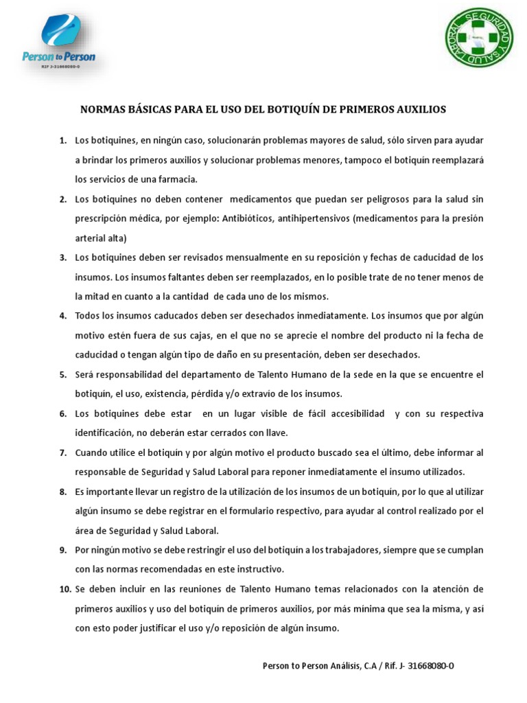 Básicas para El Del Botiquín Primeros Auxilios | PDF