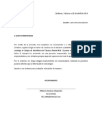 Carta de Recomendación Laboral