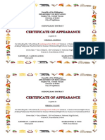 Certificate of Apperance