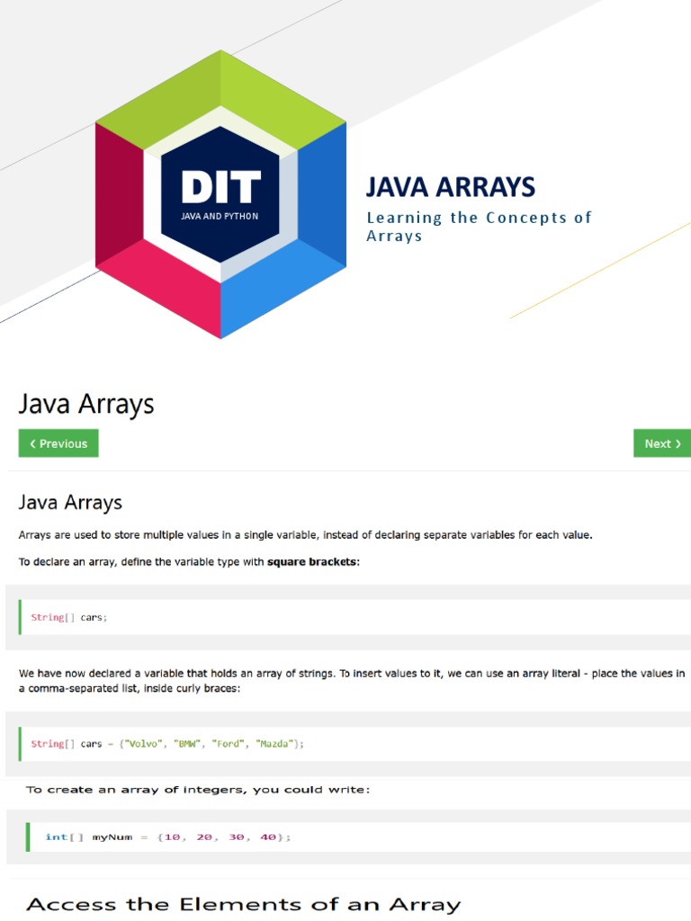 Java Arrays: Learning The Concepts of Arrays | PDF | Text | Typography