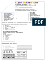 LESSON 1 FINAL EXAM (Writing Test) Name