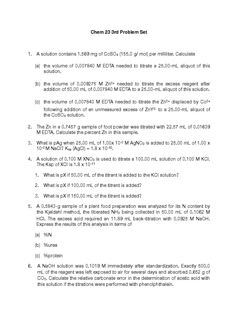 Chem 23 Problem Set 3 | PDF