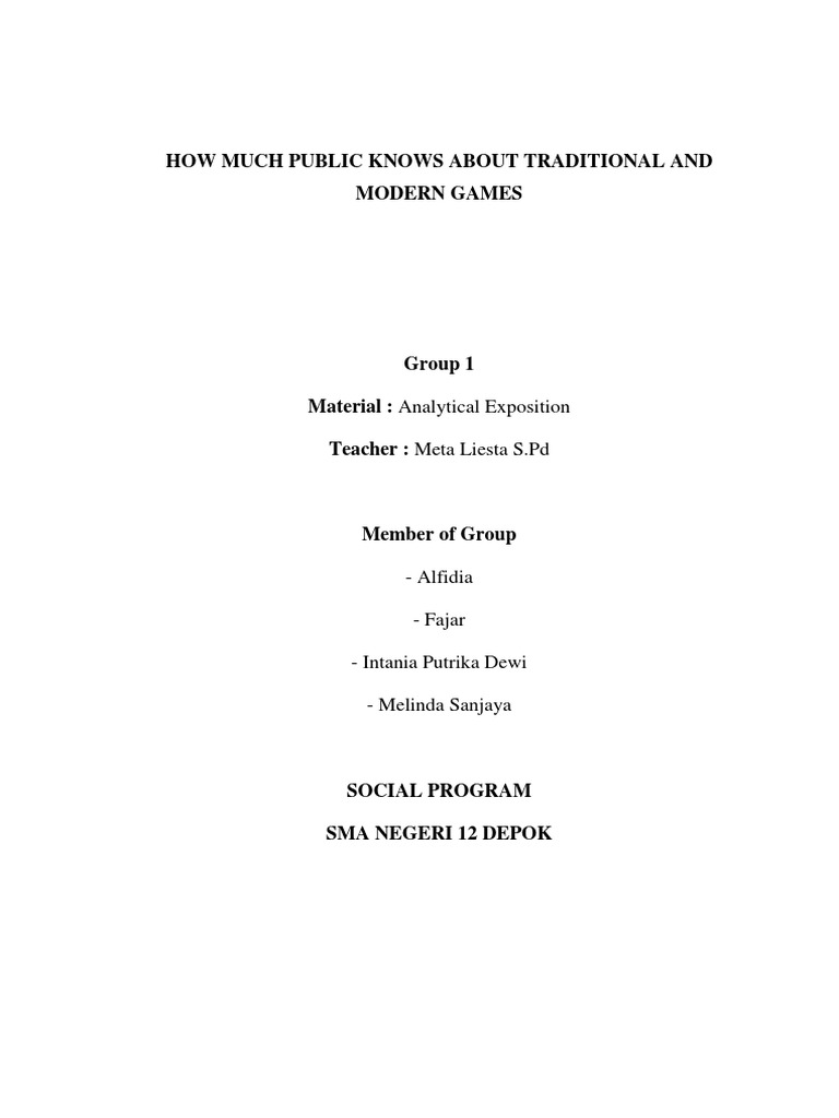 Traditional Games VS Modern Games PDF Video Games Psychology