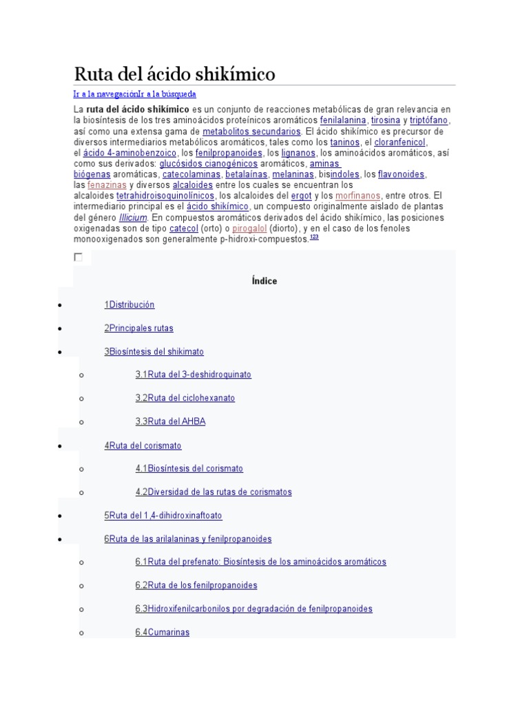 Acido Shikimico PDF Compuestos orgánicos Bioquímica