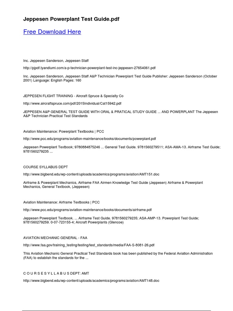 Download Jeppesen Powerplant Test Guide PDF | PDF | Aircraft | Transport