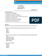 ICSE VI Physics Sample Paper 1 Summary