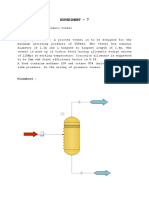 Experiment - 7: Aim: Sizing of Pressure Vessel