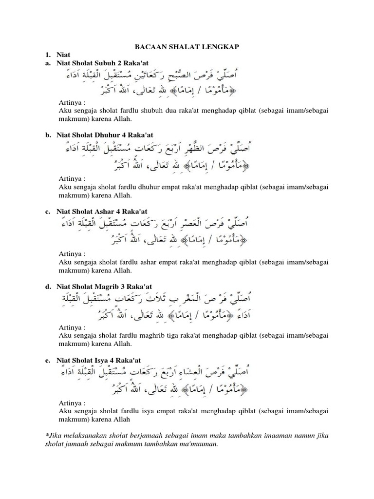 Bacaan Shalat Lengkap Pdf