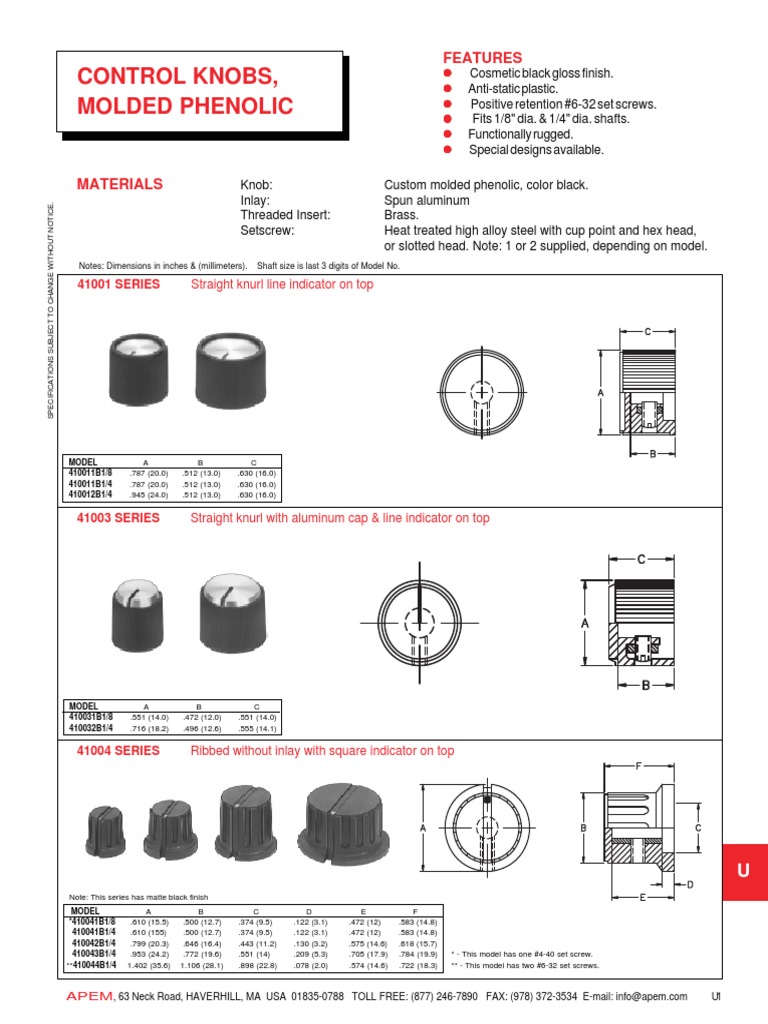 Control Knobs Specifications Guide | PDF | Mechanical Engineering ...