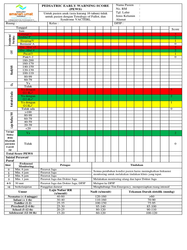 Skor PEWS untuk Anak di Indonesia | PDF