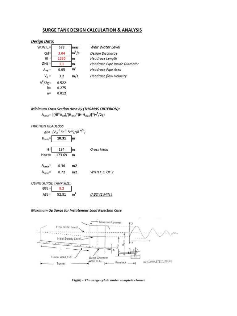 Surge Tank Design Calculations | PDF | Liquids | Classical Mechanics