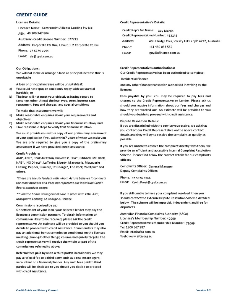 Credit Guide and Privacy V8.2 | PDF | Loans | Credit