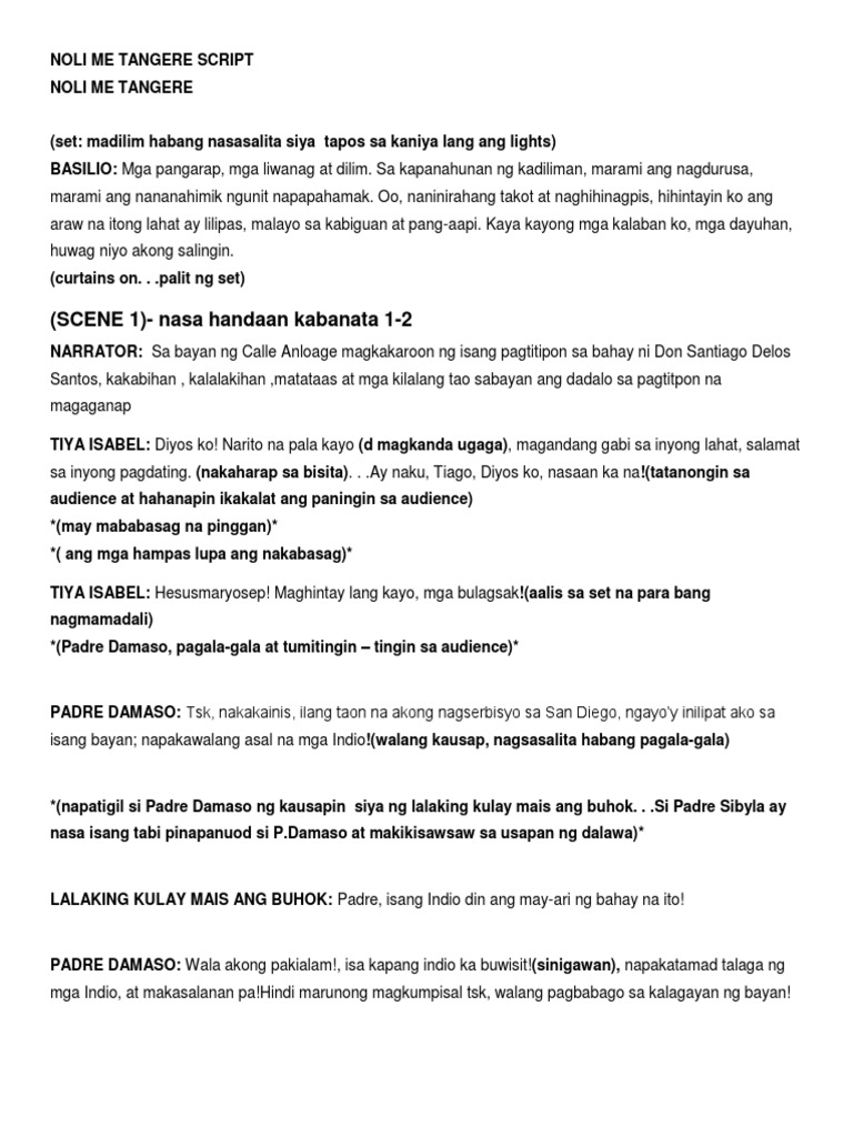Noli Me Tangere Script 11 Scene | PDF