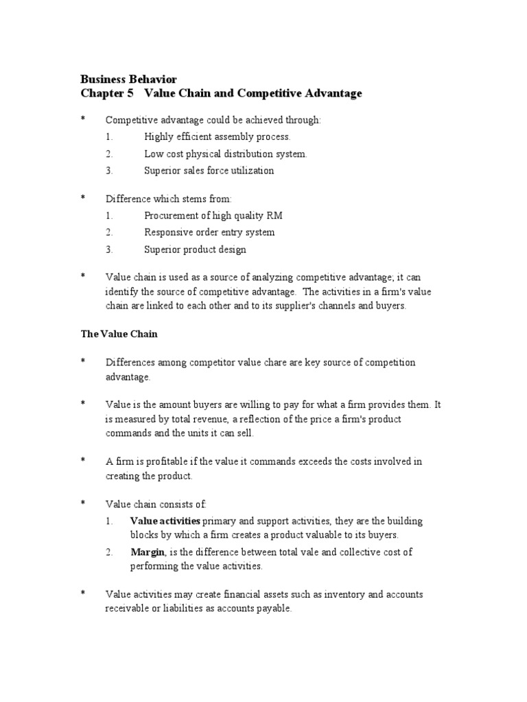 Value Chain Analysis for Competitive Advantage | PDF | Value Chain ...